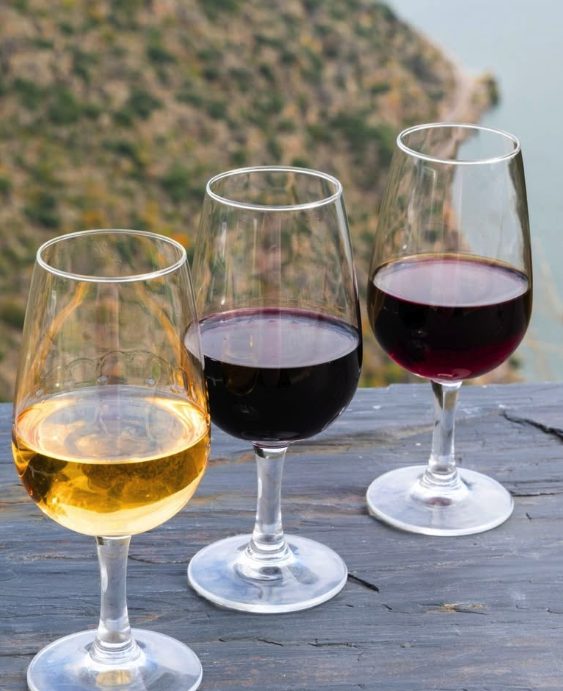 A Douro Valley tasting laid out above the river