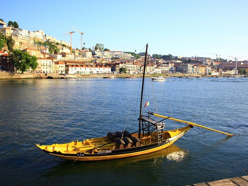 A rabelo boat moored on the Douro at Porto, where the tours begin
